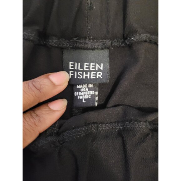 Eileen Fisher Career Pull On Trouser Pant Black Wmn L Minimalist Closet Staple - Picture 2 of 8